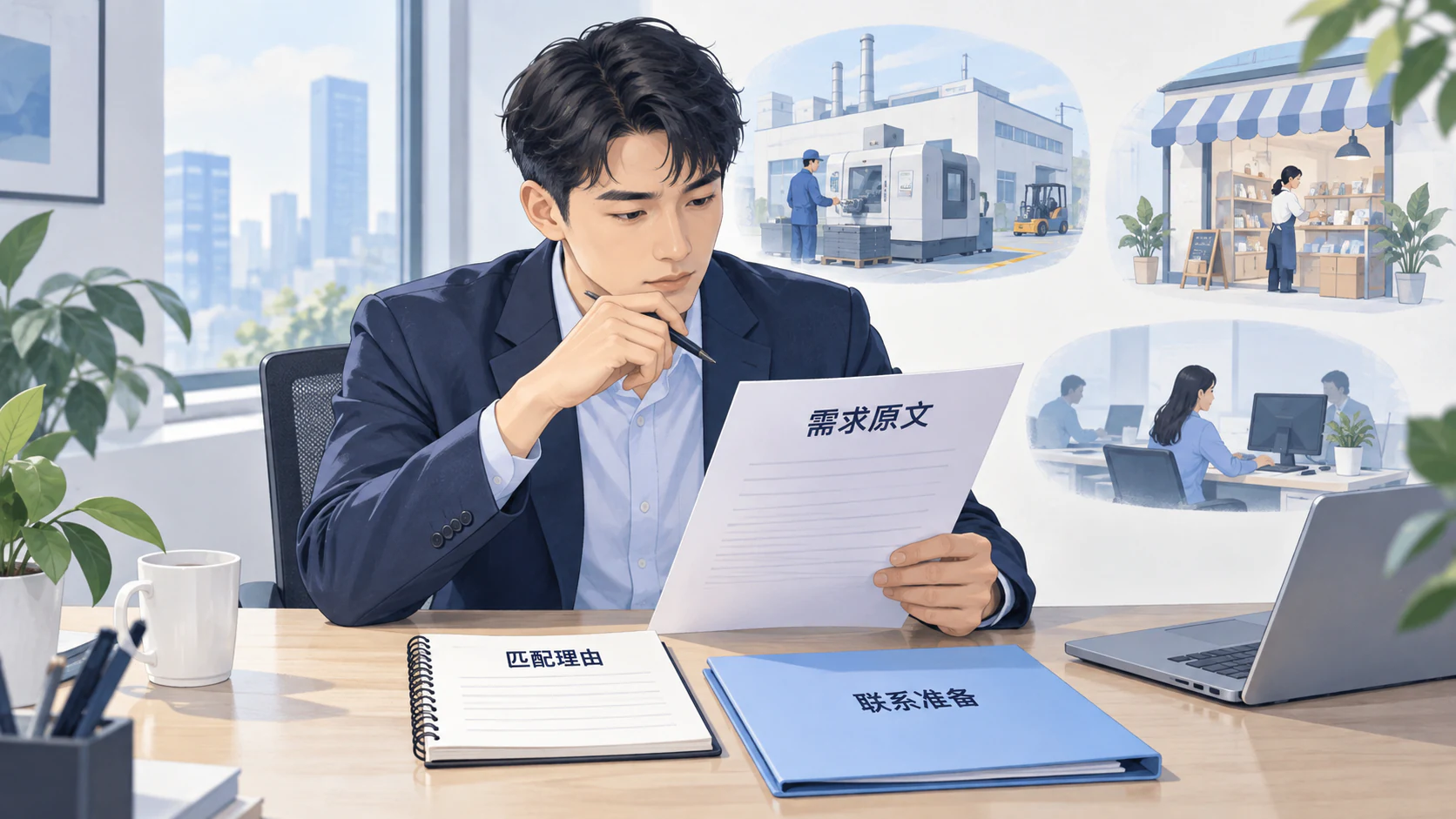 销售核对需求原文,为设备、软件和门店服务准备联系